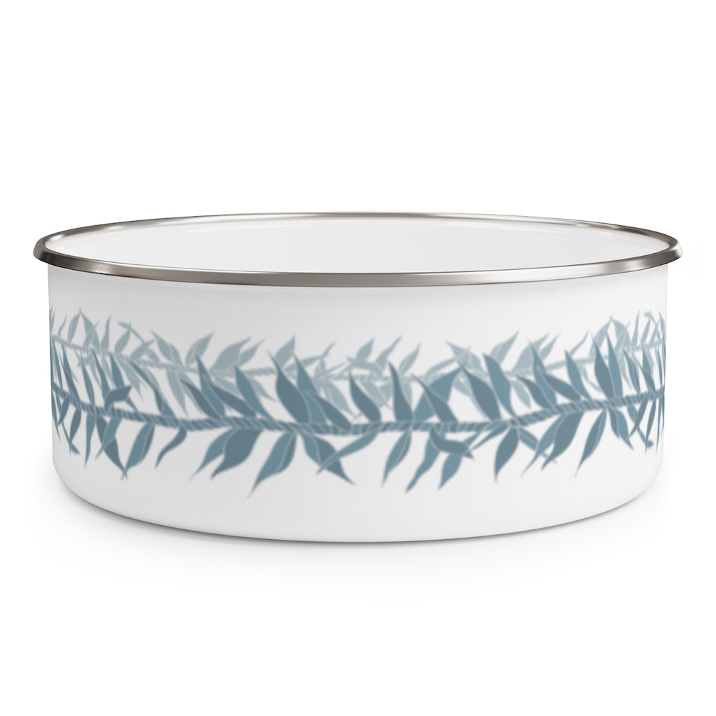 Enamel Bowl- Ti Leaf Lei (Steel Blue)