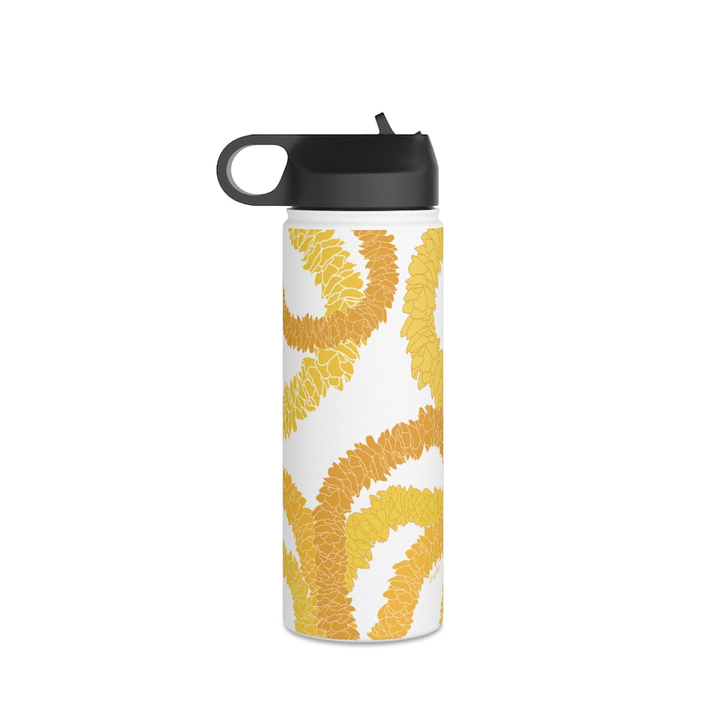 Water Bottle, 3 sizes, Stainless Steel with Sip Straw- Ilima Lei