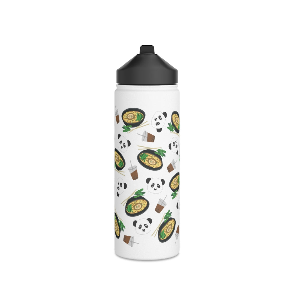 Water Bottle, 3 sizes, Stainless Steel with Sip Straw- MIDI the Ramen Panda