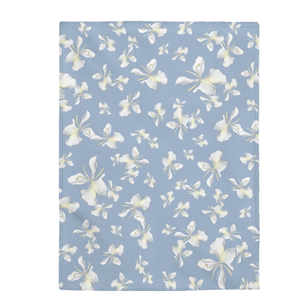 Awapuhi Falling (Cyan) Velveteen Blanket LARGE