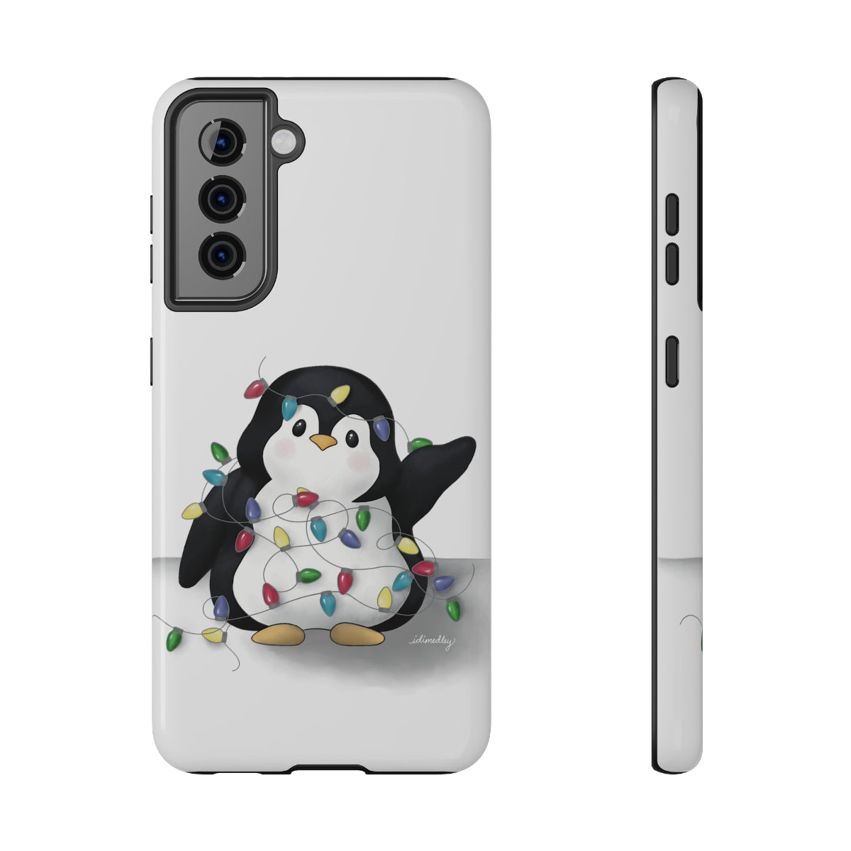 Penguin Christmas with Holiday Lights (White)