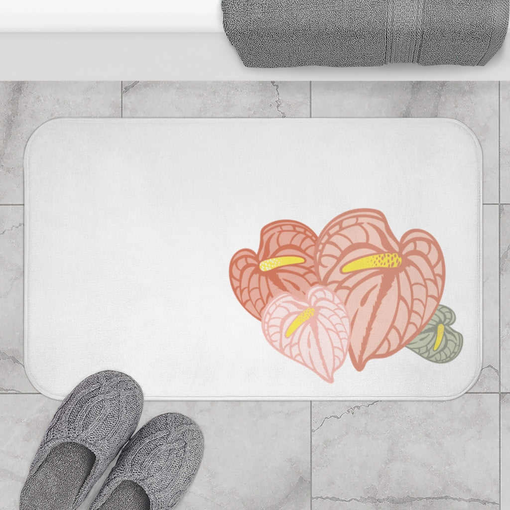 Bath Mat- Anthuriums Abound in Sunset Papaya