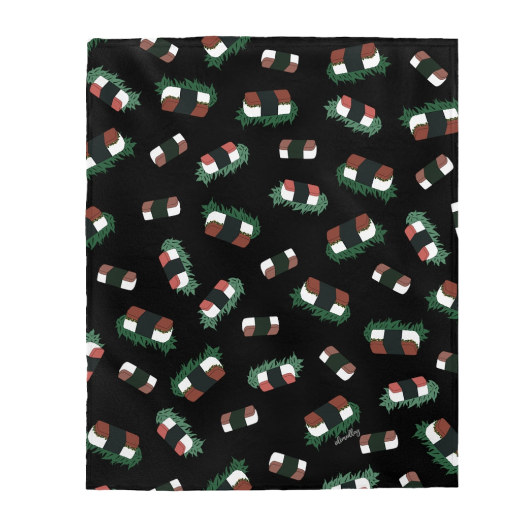 Incredibly Soft Velveteen Blanket- Hawaii Musubi (Black)