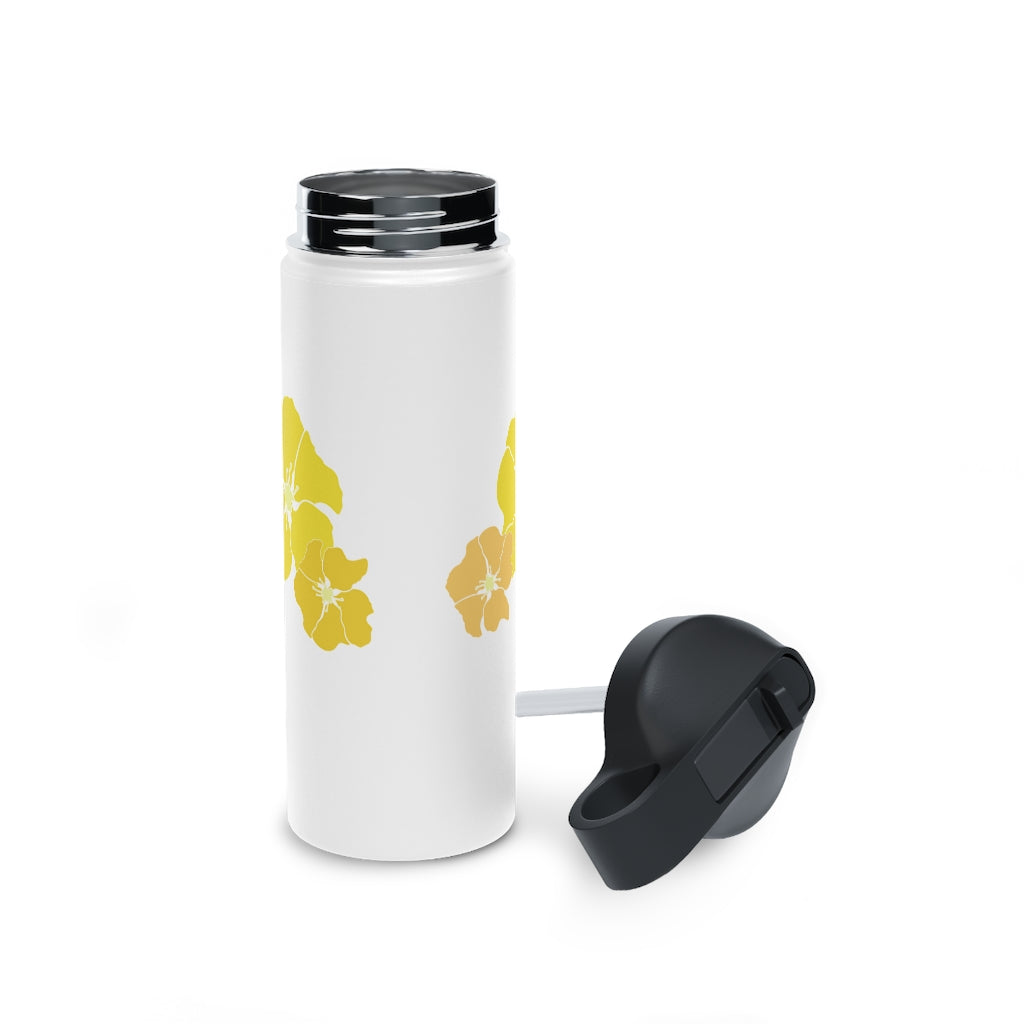 Water Bottle, 3 sizes, Stainless Steel with Sip Straw- Ilima Flower in Yellow