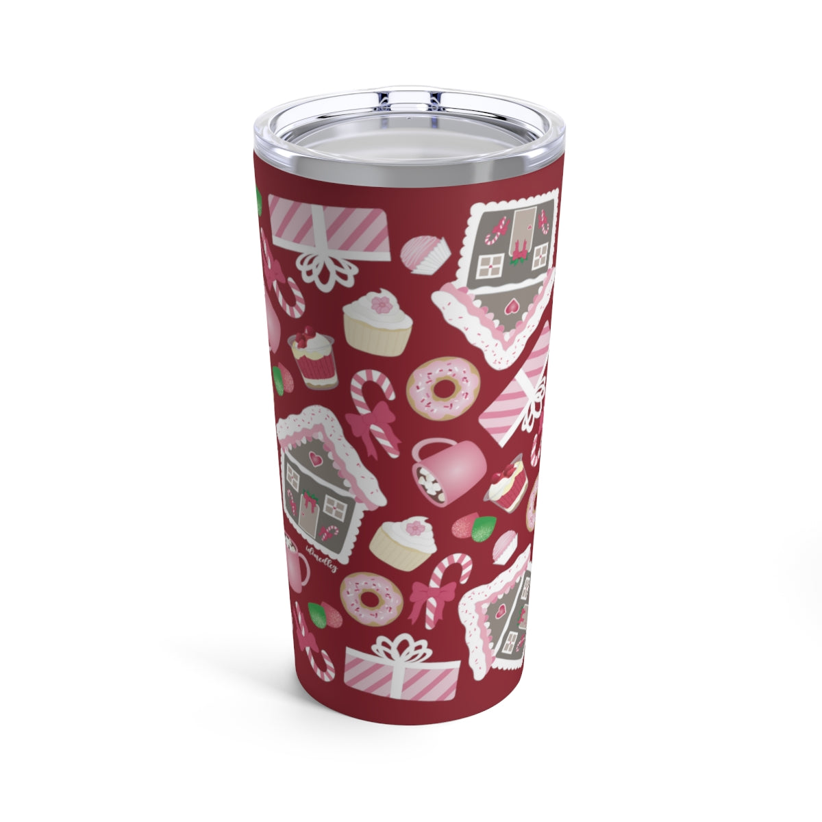 Tumbler 20oz- Holiday Delights and Candied Gingerbread Houses (Christmas Red)