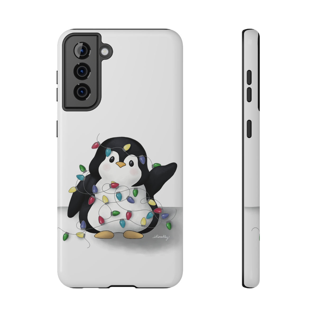 Penguin Christmas with Holiday Lights (White)