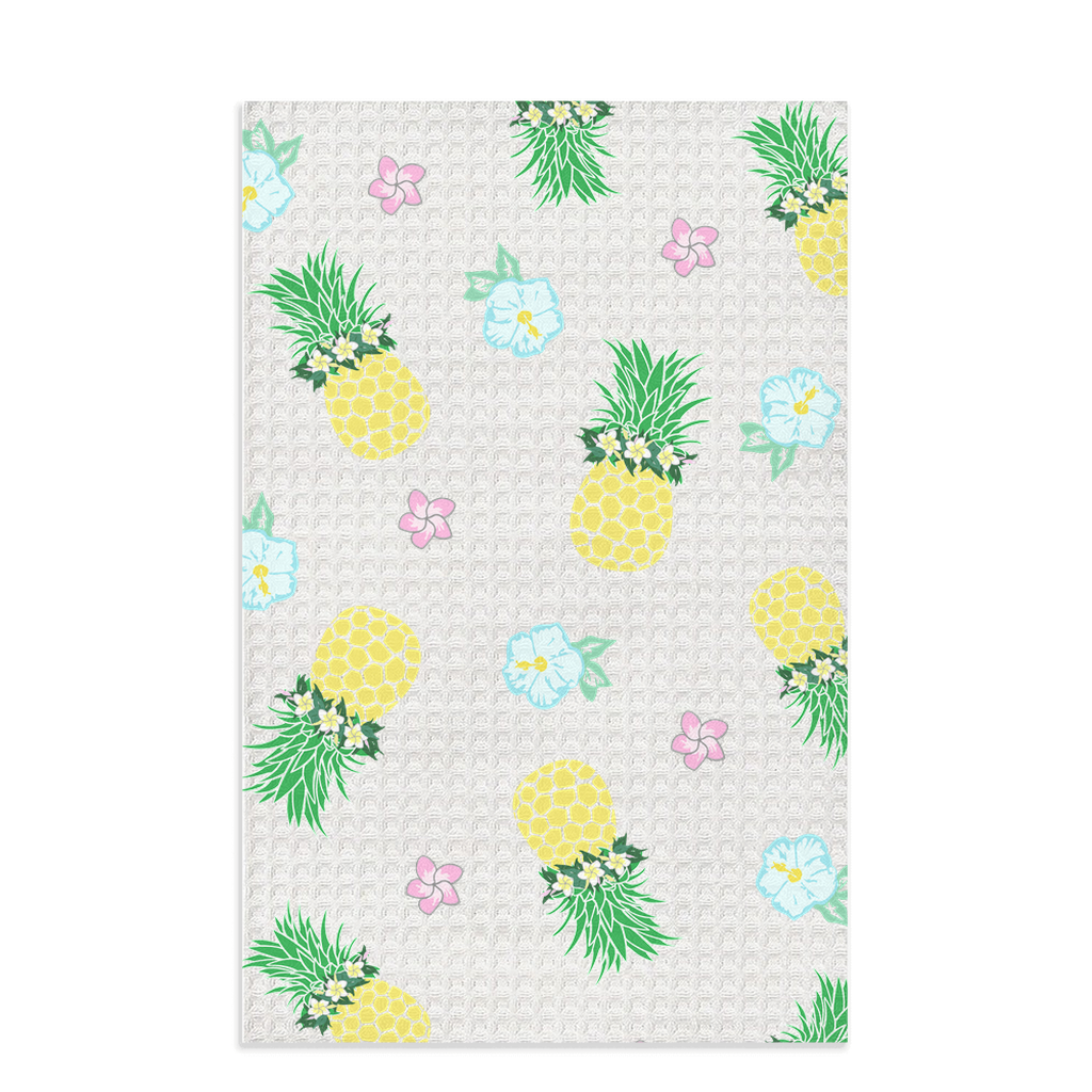 Waffle Knit  Dish Towel- Pineapple Party
