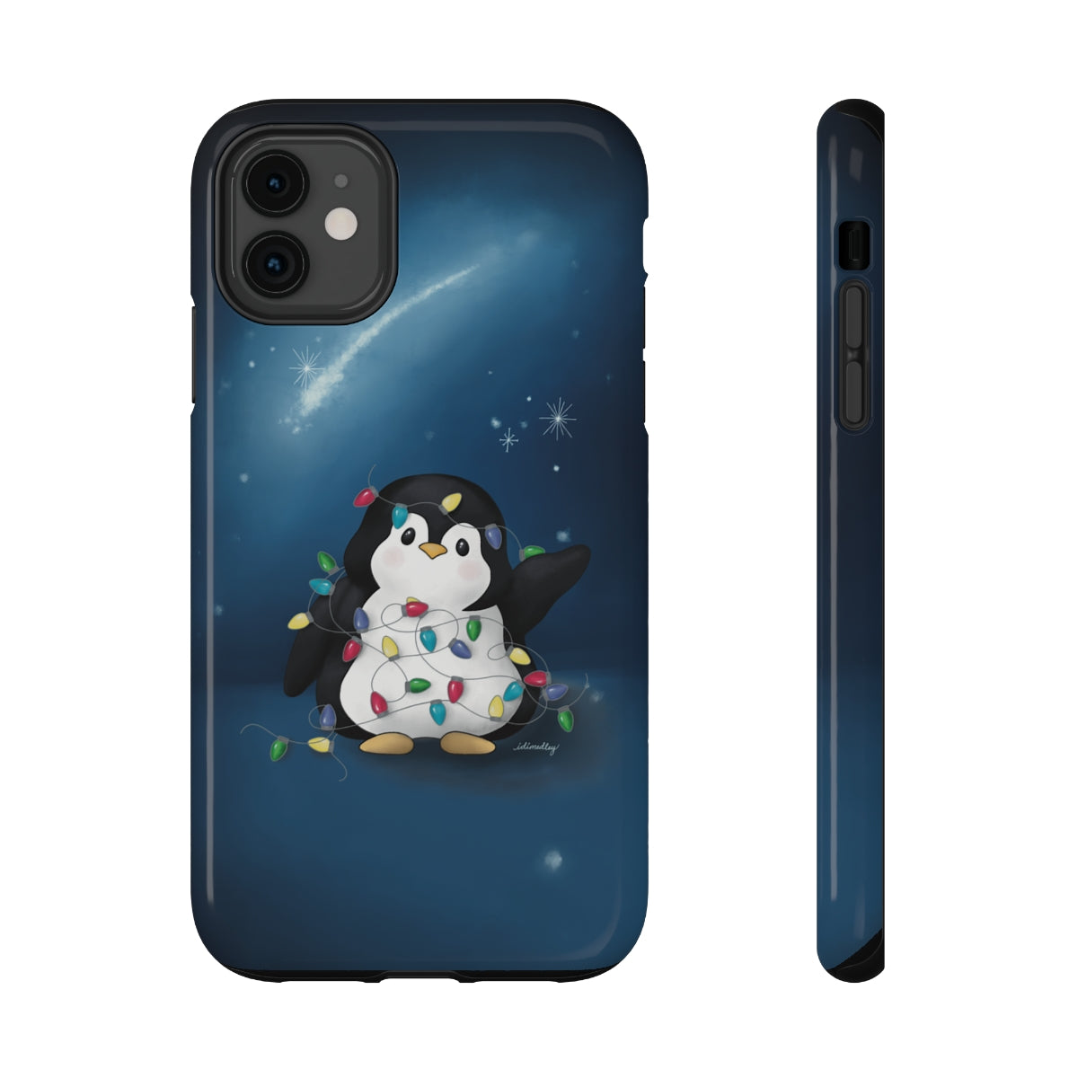 Penguin Christmas with Holiday Lights (Celestial Nightsky)