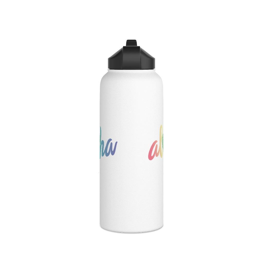 Water Bottle, 3 sizes, Stainless Steel with Sip Straw- Aloha Kalo