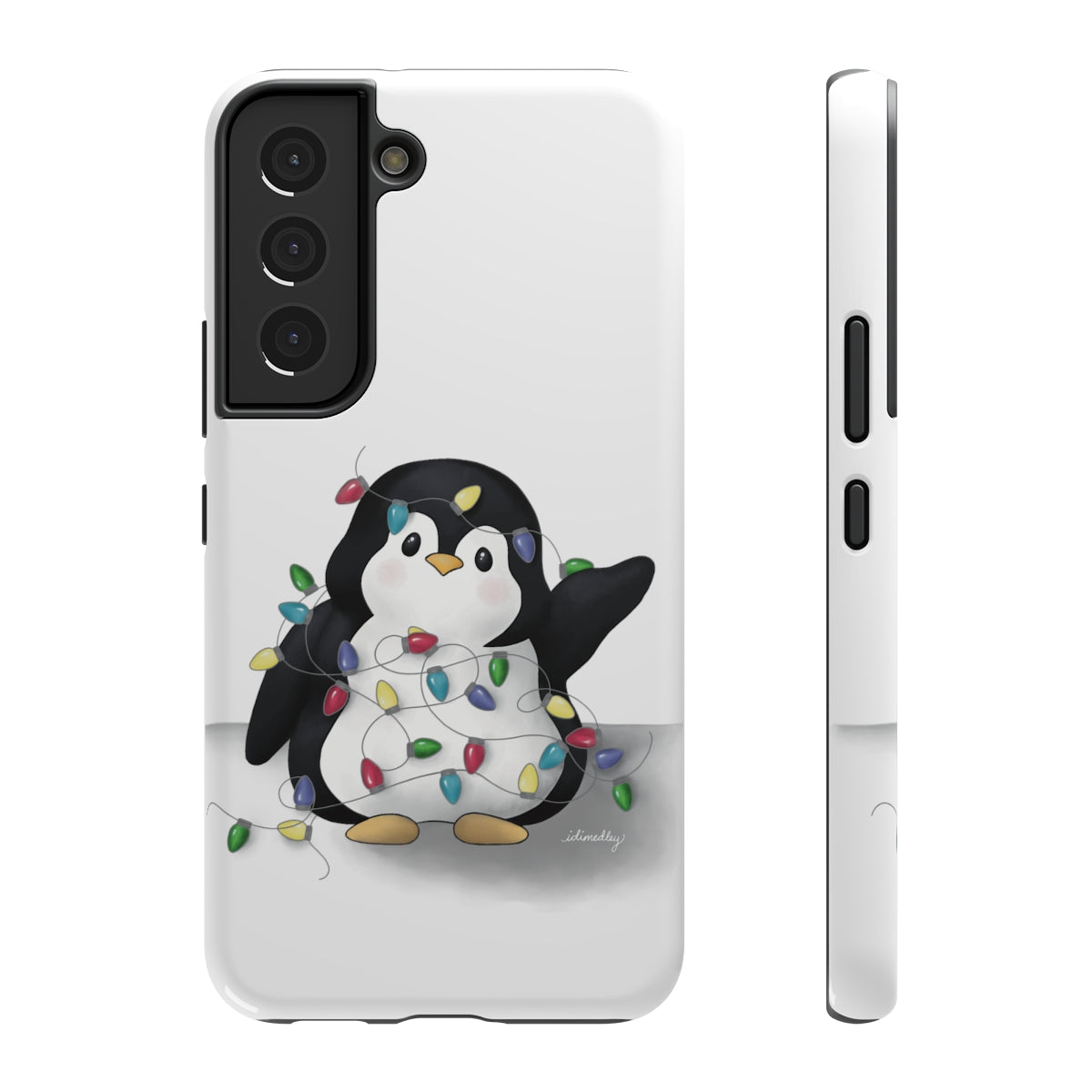 Penguin Christmas with Holiday Lights (White)