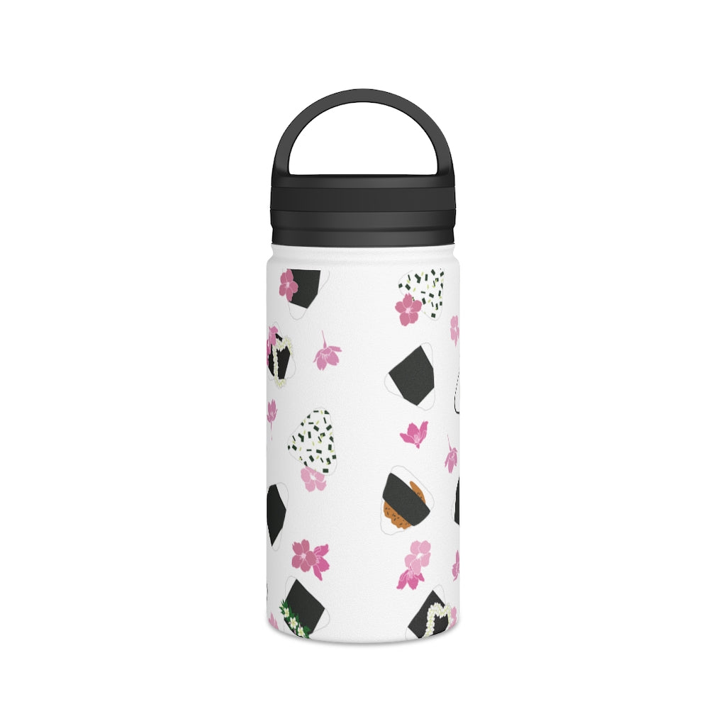 Water Bottle, 3 sizes, Stainless Steel with Handle Lid- Musubi Medley