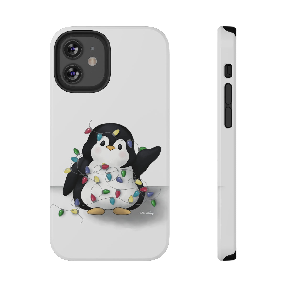 Penguin Christmas with Holiday Lights (White)