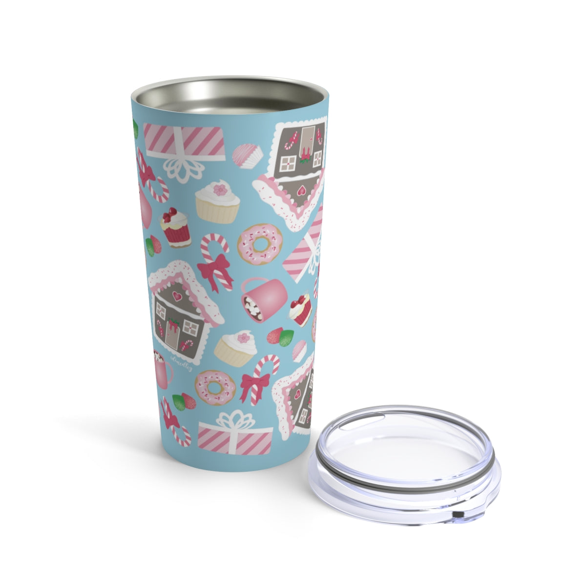 Tumbler 20oz- Holiday Delights and Candied Gingerbread Houses (Winter Blue)