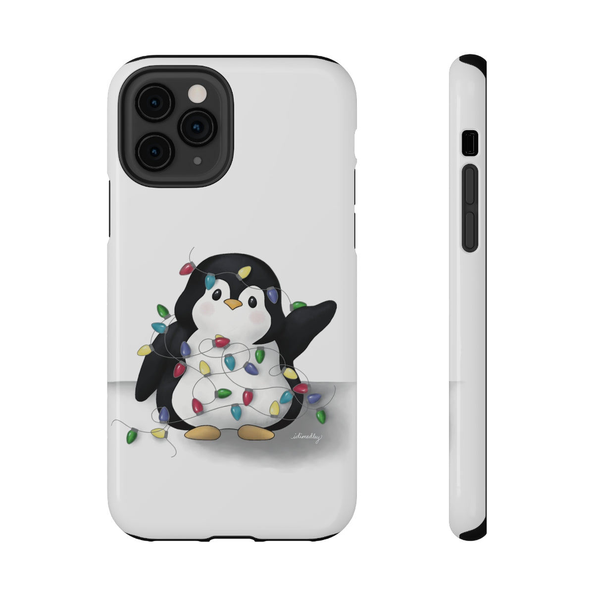 Penguin Christmas with Holiday Lights (White)