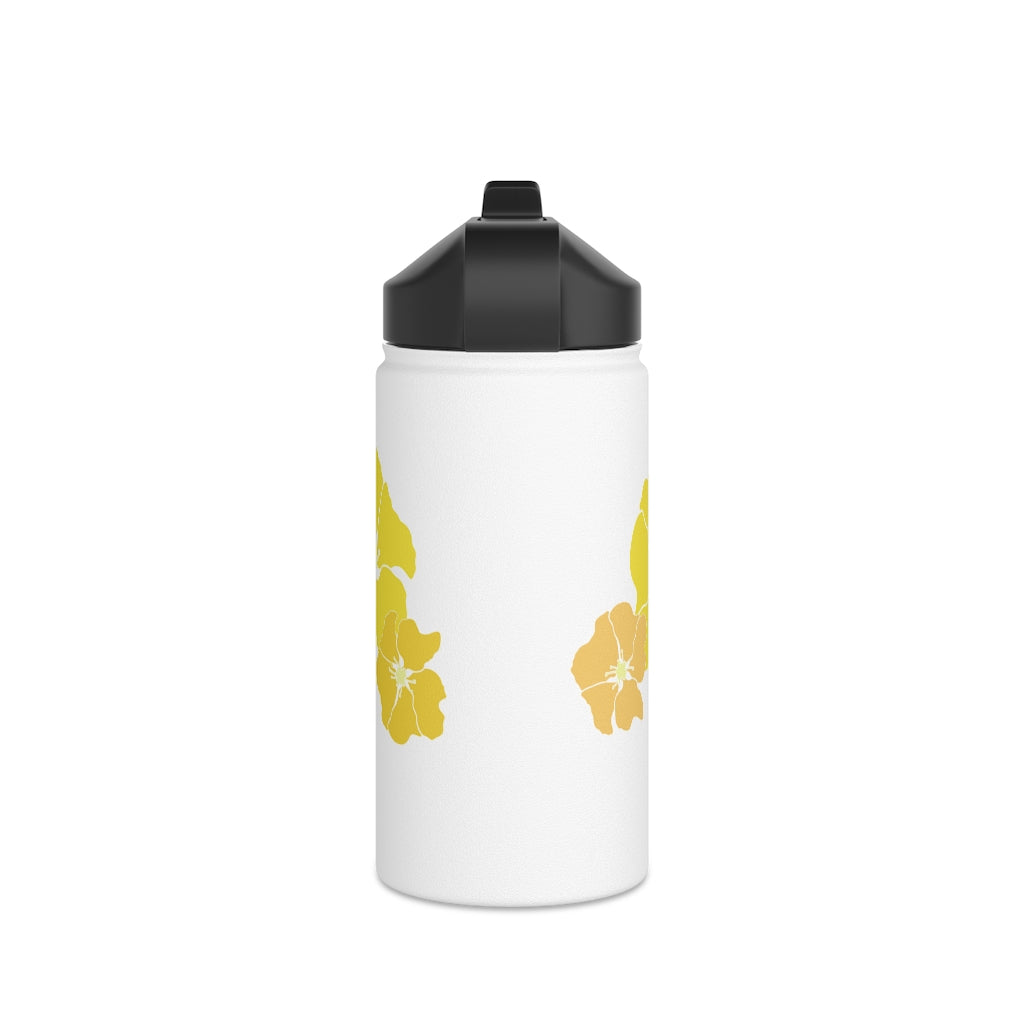 Water Bottle, 3 sizes, Stainless Steel with Sip Straw- Ilima Flower in Yellow