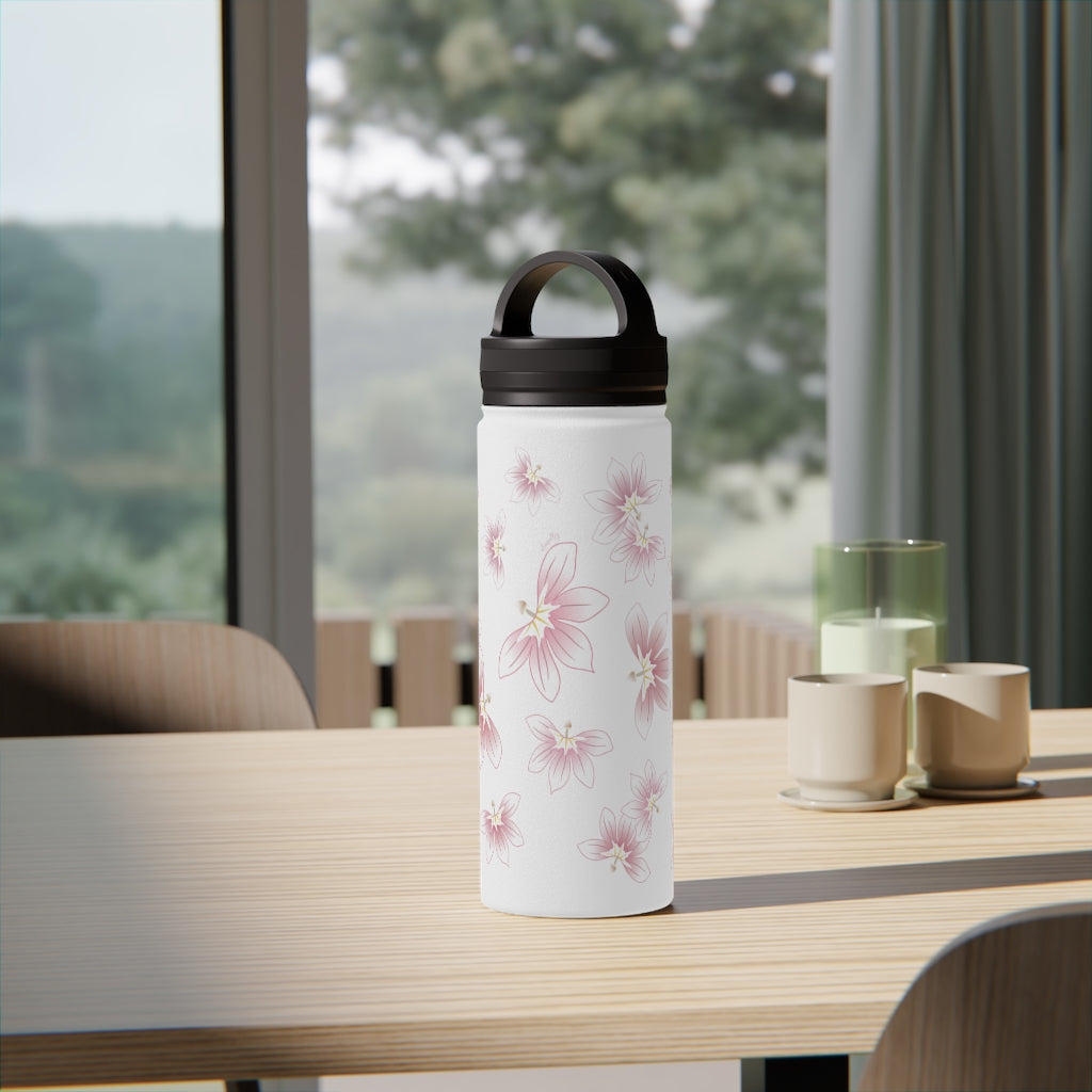 Water Bottle, 3 sizes, Stainless Steel with Handle Lid- Beach Naupaka