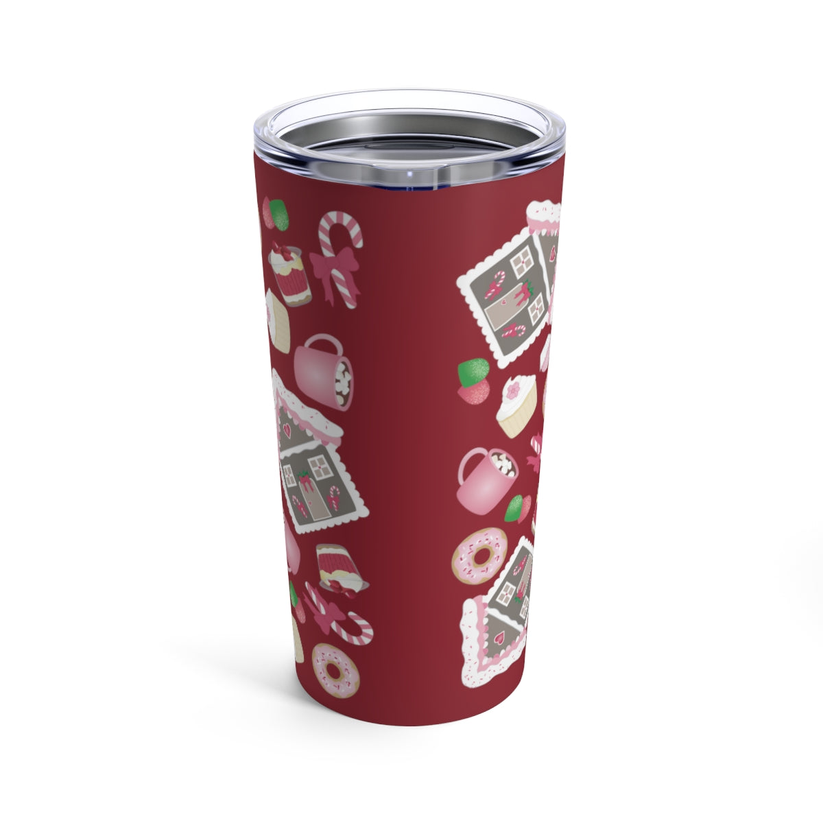 Tumbler 20oz- Holiday Delights and Candied Gingerbread Houses (Christmas Red)