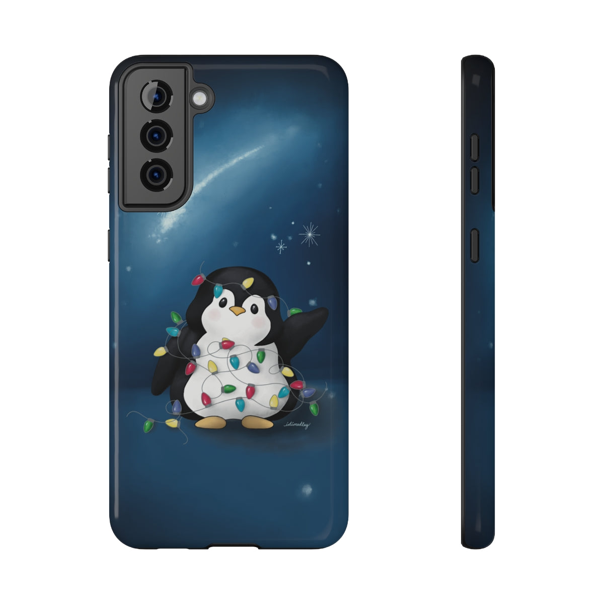 Penguin Christmas with Holiday Lights (Celestial Nightsky)