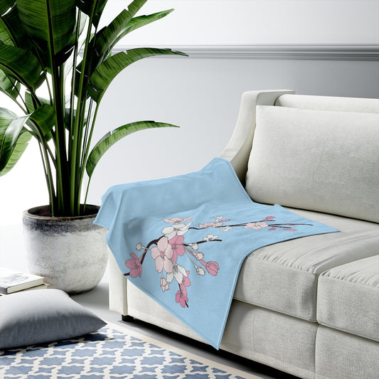 Incredibly Soft Velveteen Blanket- Sakura Blooms (Spring Skies)