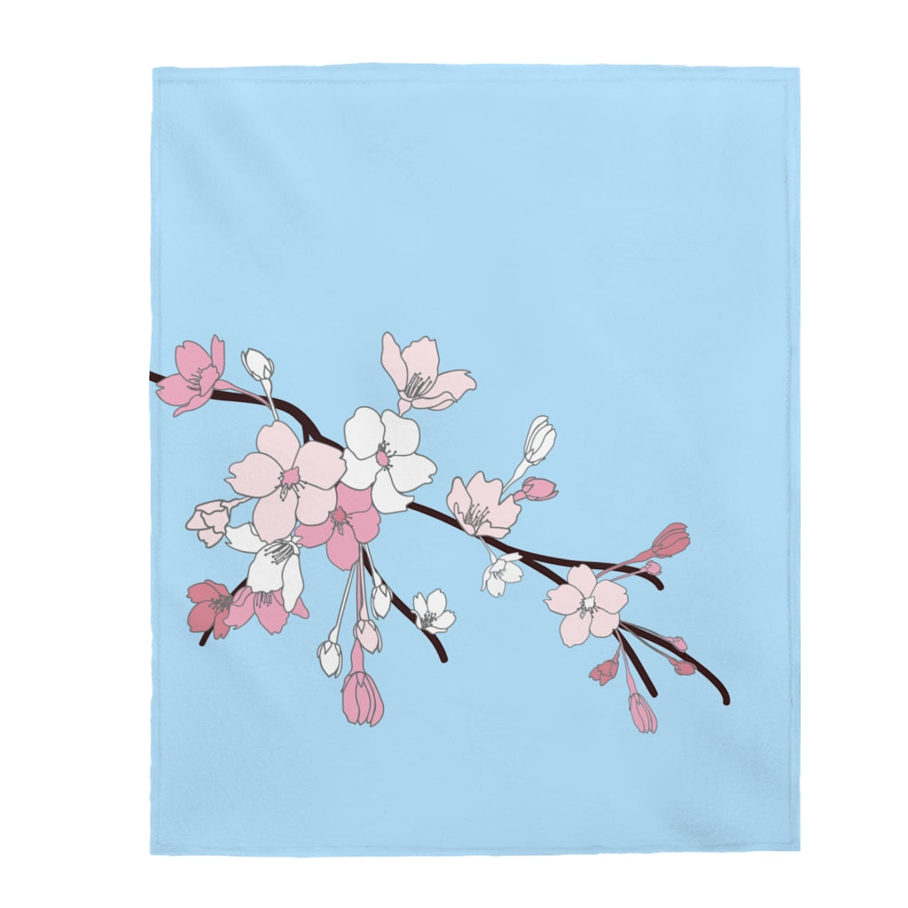 Incredibly Soft Velveteen Blanket- Sakura Blooms (Spring Skies)
