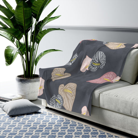 Velveteen Blanket- Anthuriums Abound Night Sunset