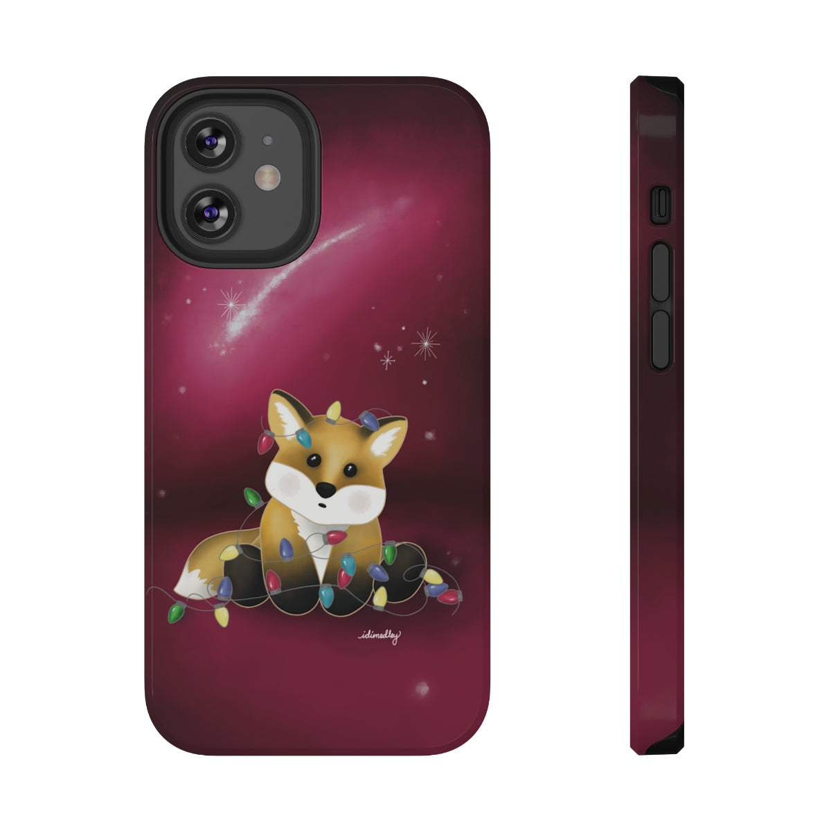 Fox Christmas with Holiday Lights (Starry Magenta Skies)