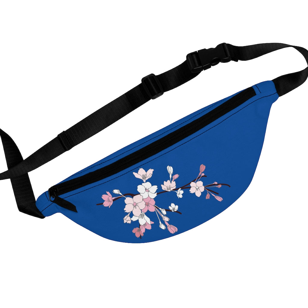 Waist/Hip/Shoulder Pack- Sakura Blooms (Deep Blue Sea)