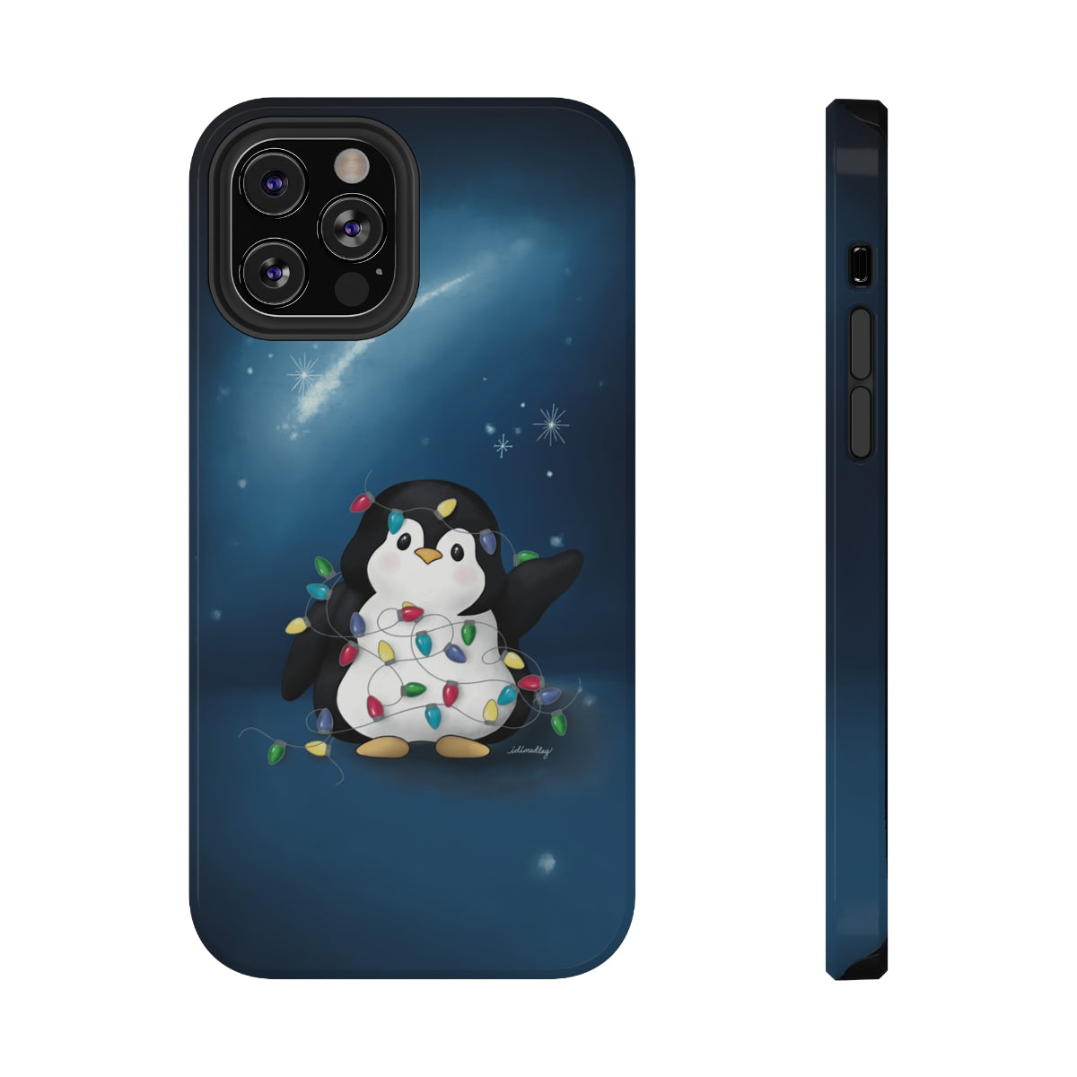 Penguin Christmas with Holiday Lights (Celestial Nightsky)