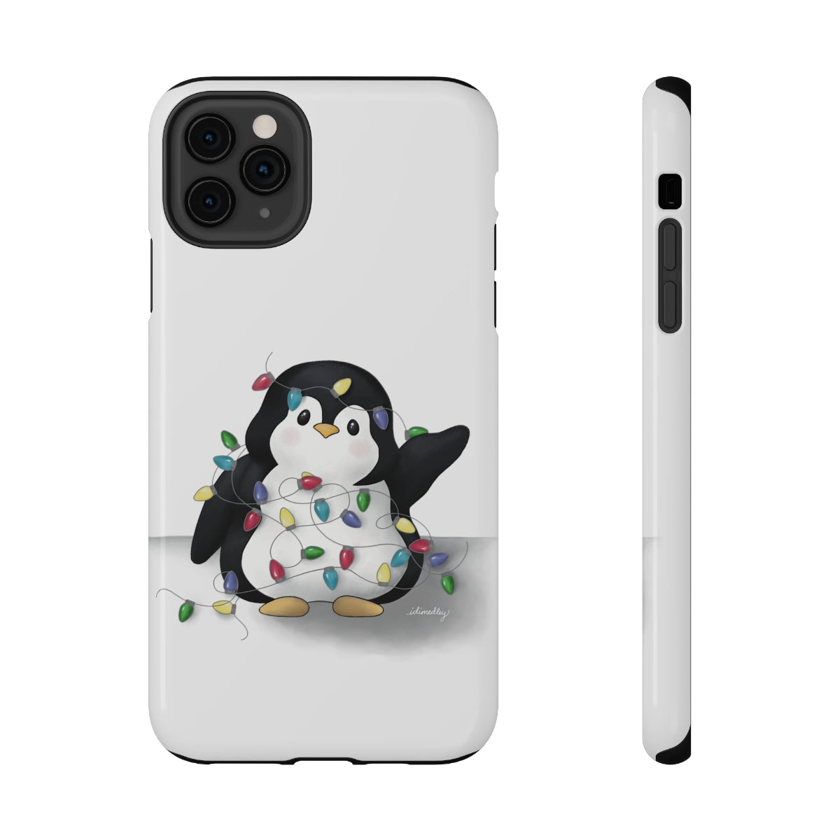 Penguin Christmas with Holiday Lights (White)