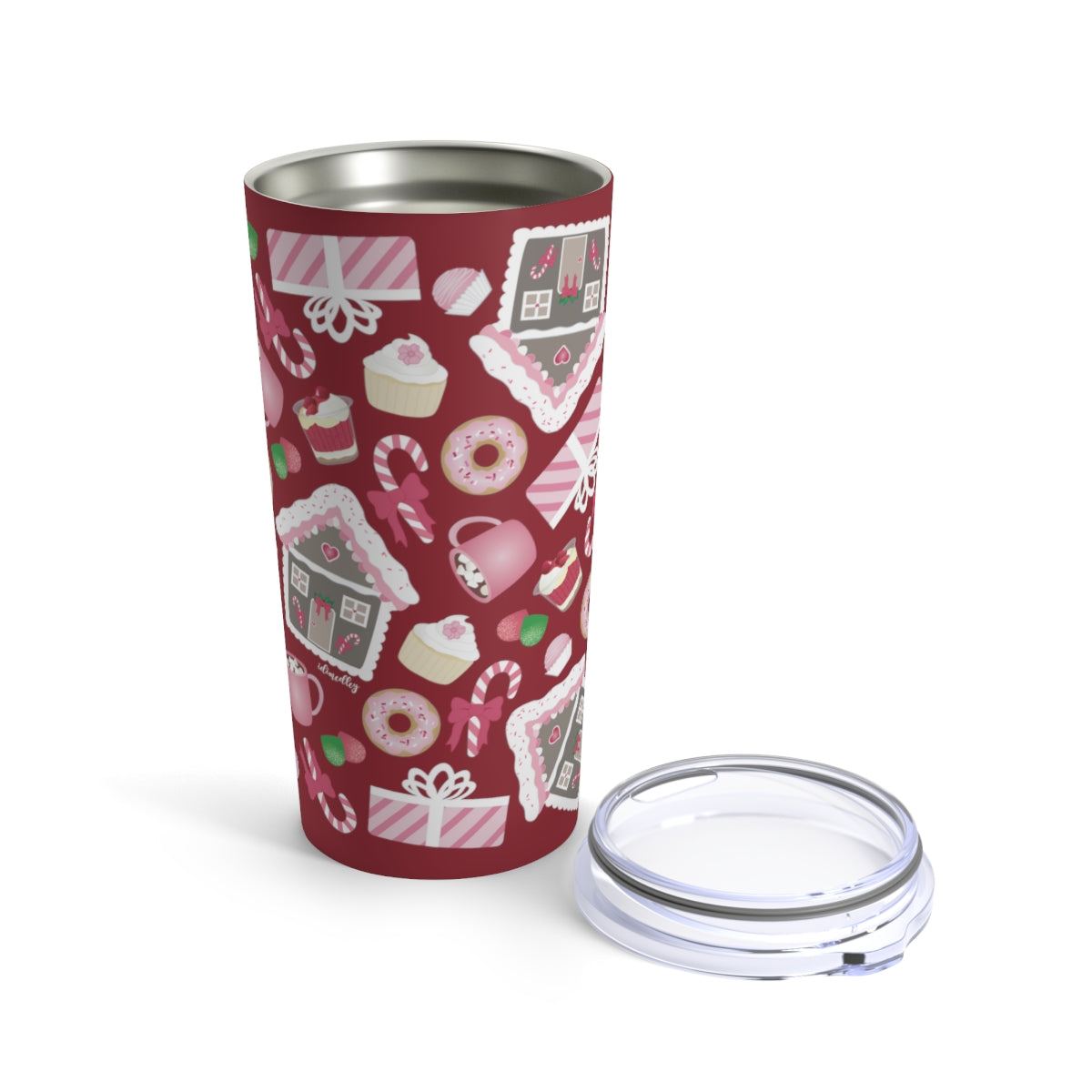 Tumbler 20oz- Holiday Delights and Candied Gingerbread Houses (Christmas Red)