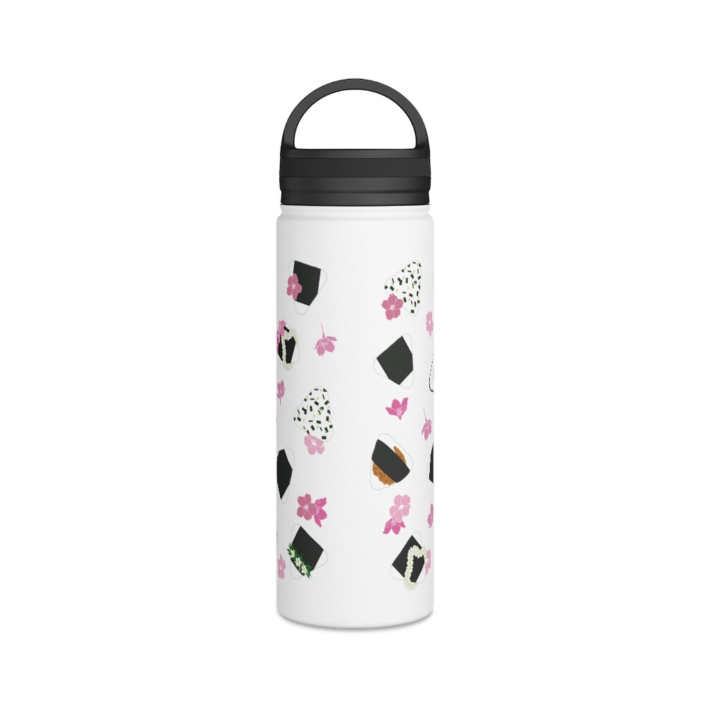 Water Bottle, 3 sizes, Stainless Steel with Handle Lid- Musubi Medley