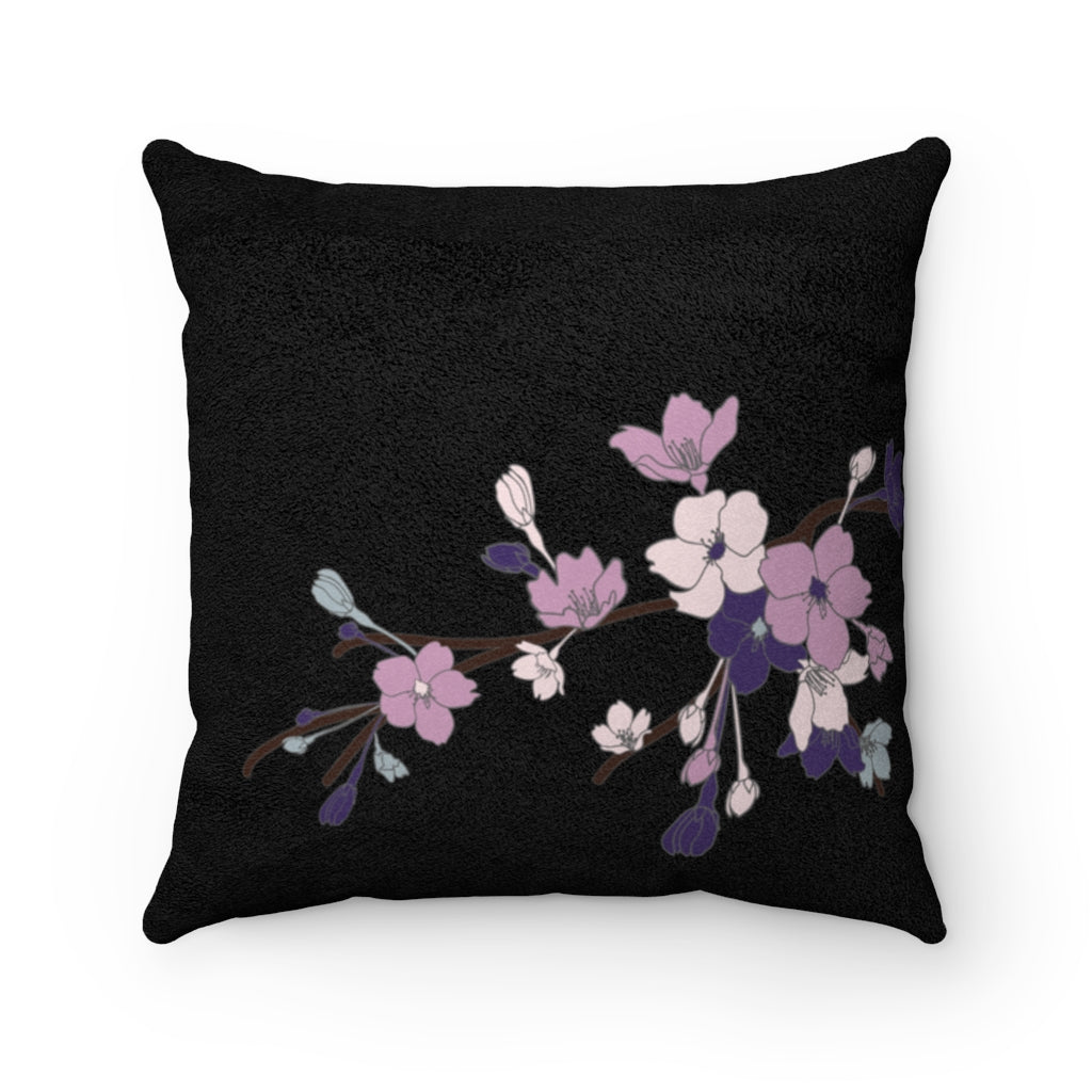 MicroSuede Square Pillow Case- Sakura Blooms Hoseki (Night Skies)