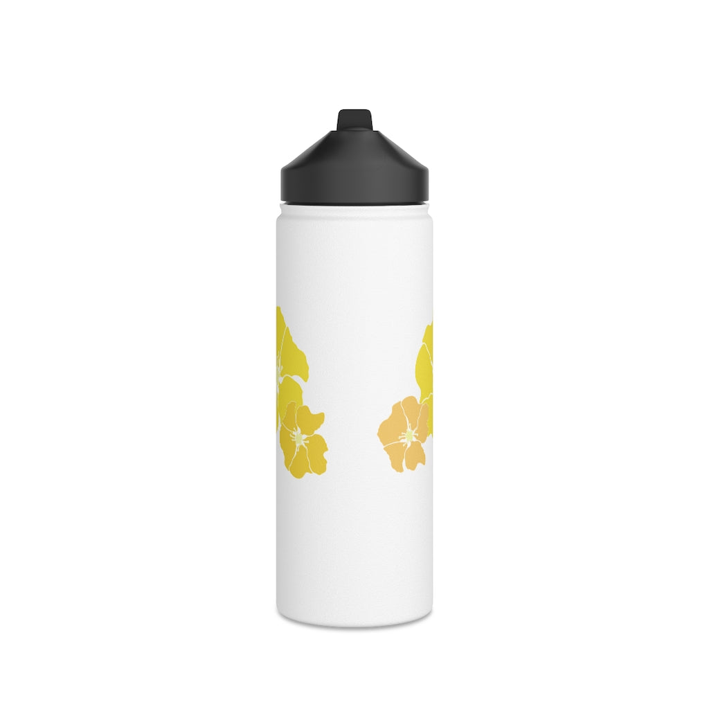 Water Bottle, 3 sizes, Stainless Steel with Sip Straw- Ilima Flower in Yellow