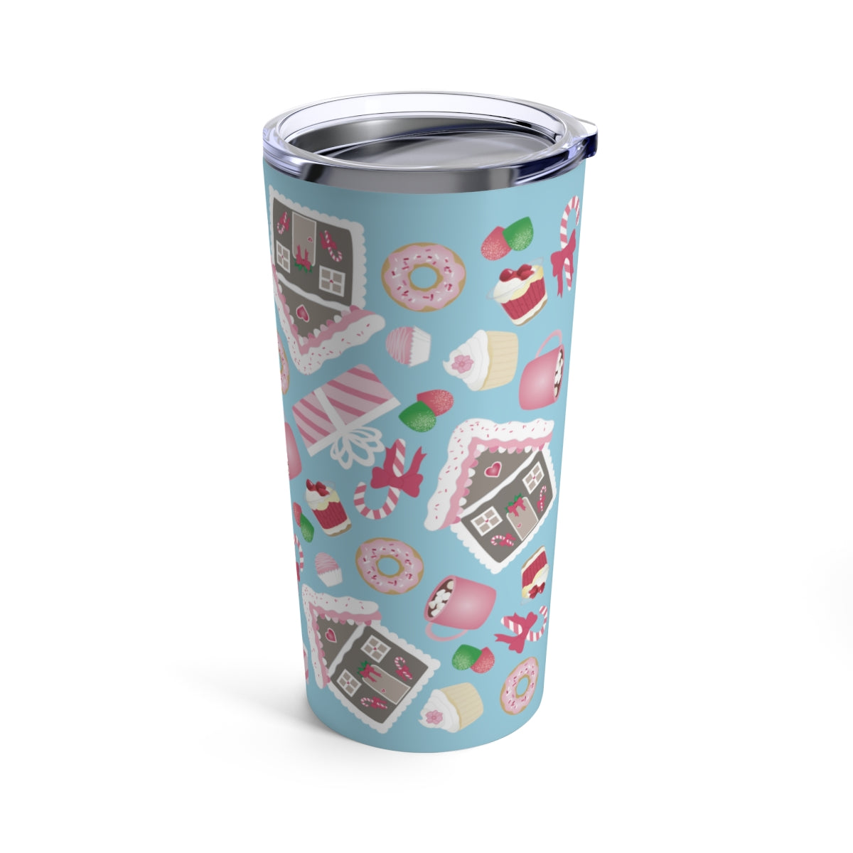 Tumbler 20oz- Holiday Delights and Candied Gingerbread Houses (Winter Blue)