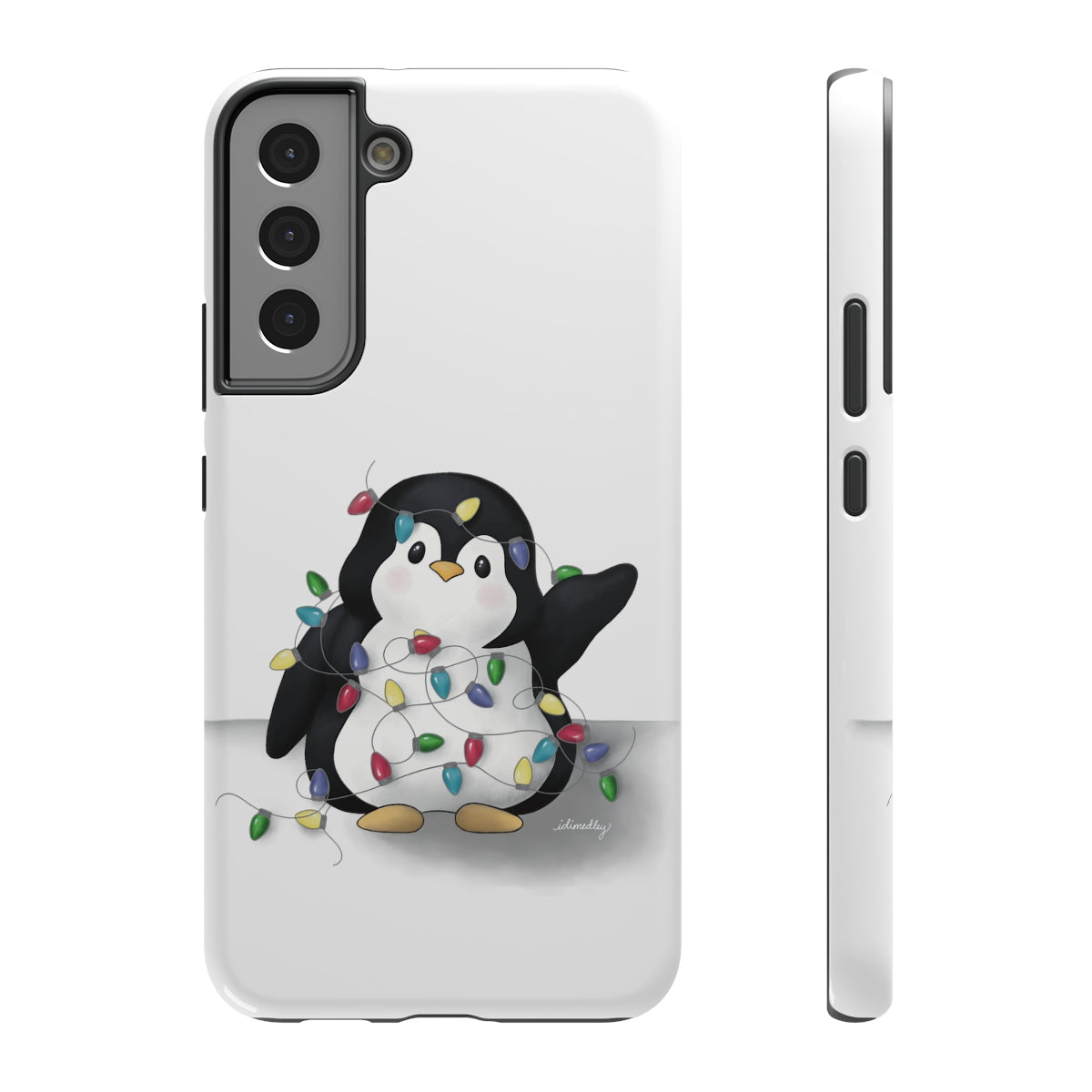 Penguin Christmas with Holiday Lights (White)