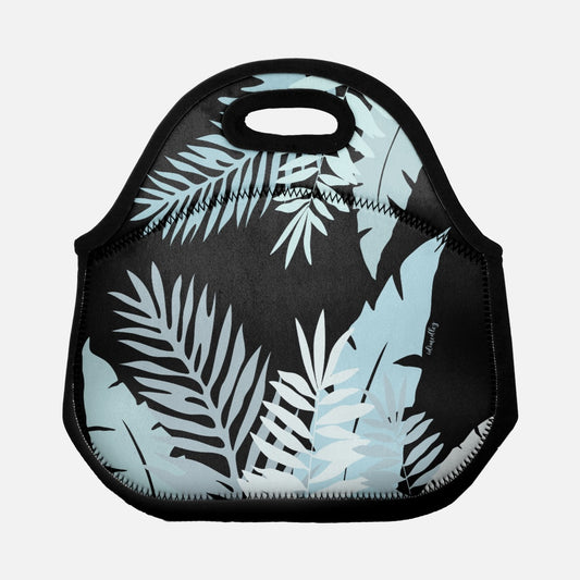 Lunch Tote- Whispering Leaves in Blue and Black