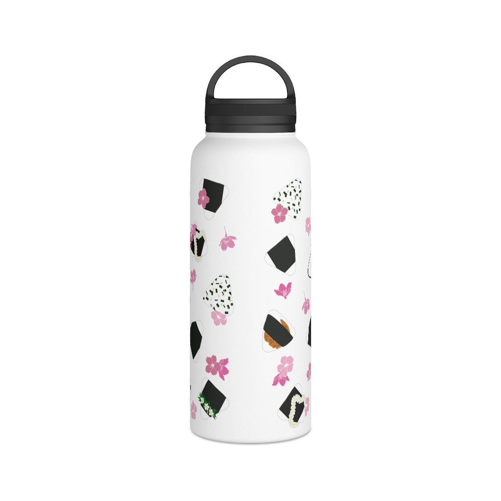 Water Bottle, 3 sizes, Stainless Steel with Handle Lid- Musubi Medley