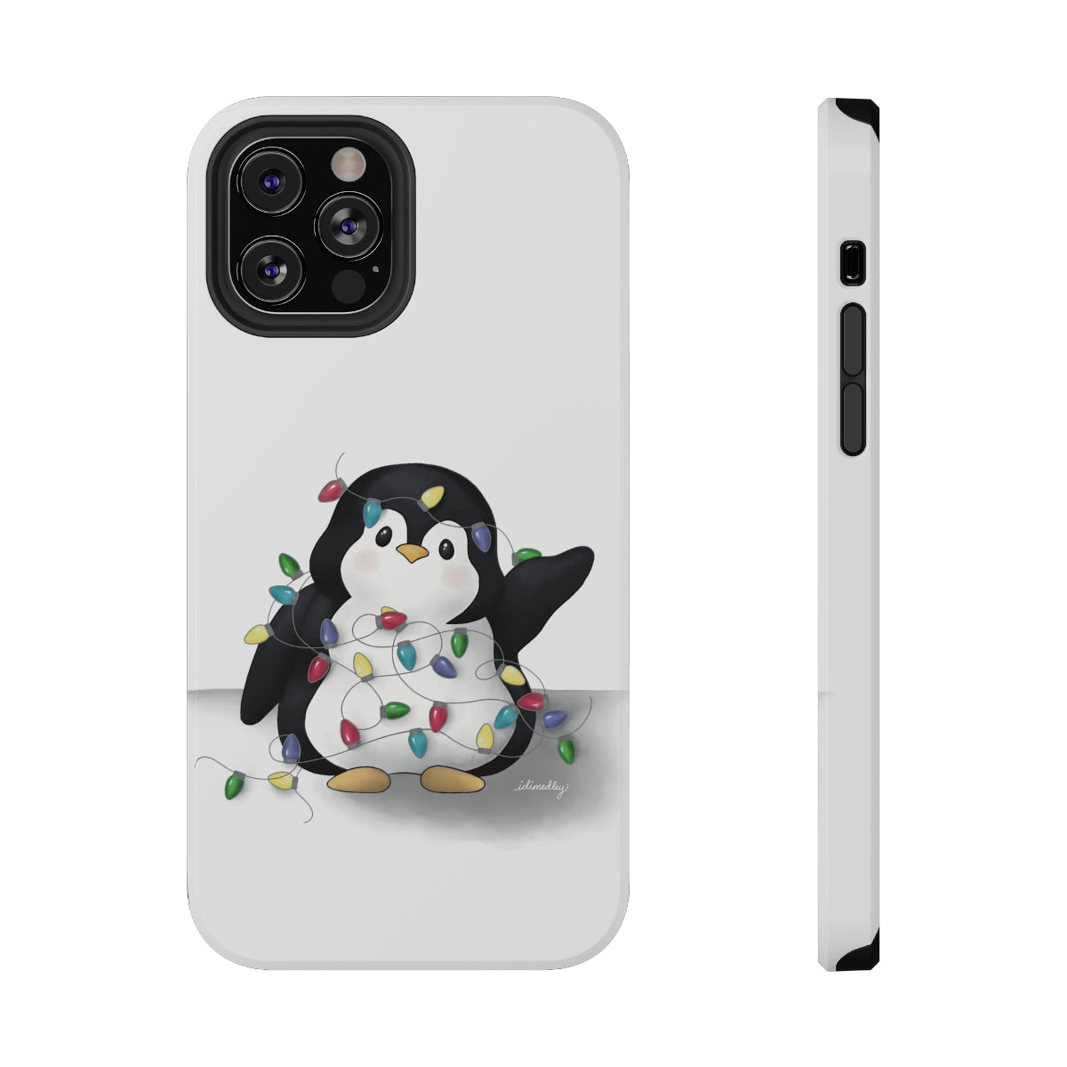 Penguin Christmas with Holiday Lights (White)