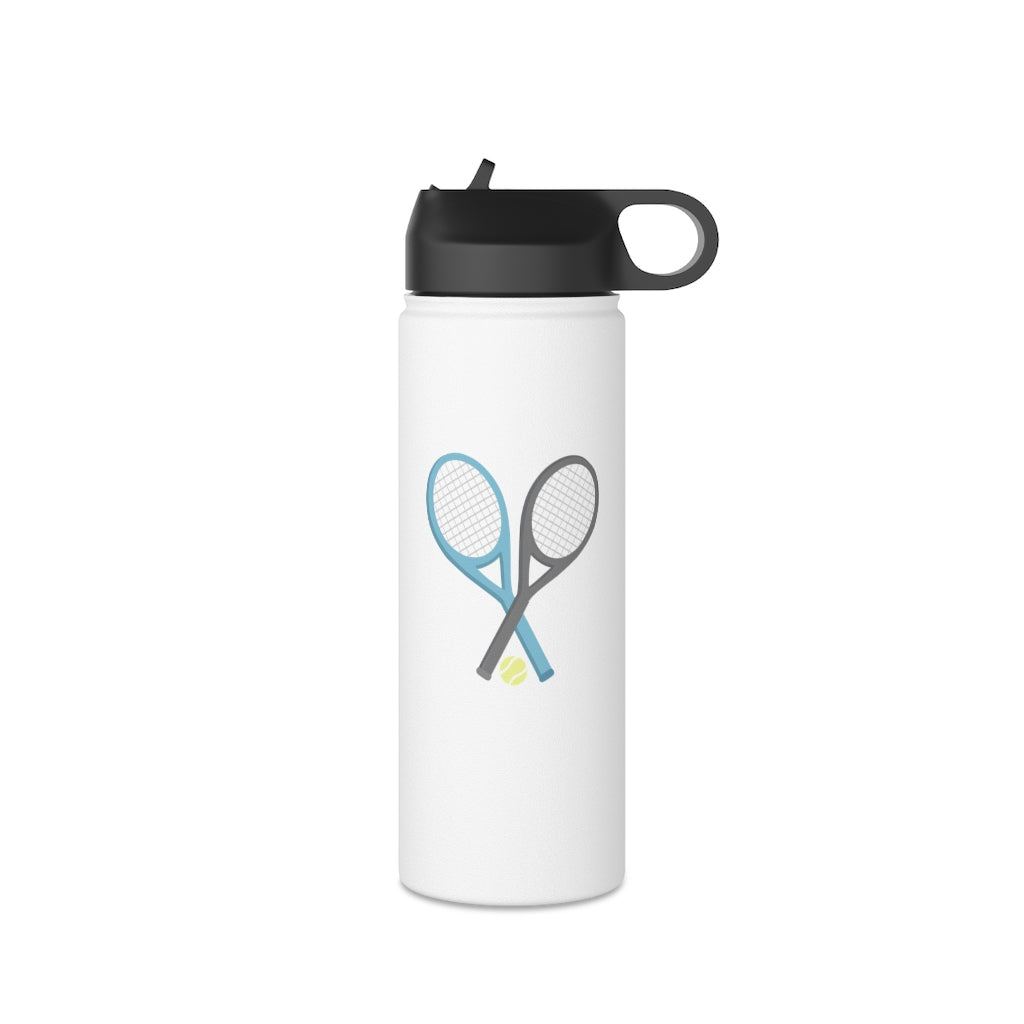 Water Bottle, 3 sizes, Stainless Steel with Sip Straw- Racket Crossing