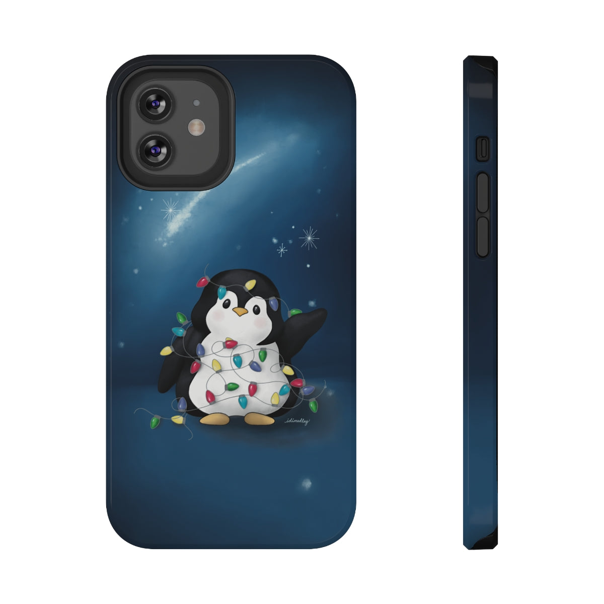 Penguin Christmas with Holiday Lights (Celestial Nightsky)