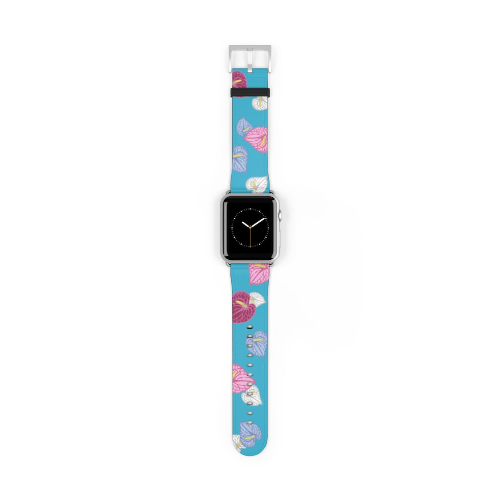 Vegan Leather Apple Watch Band- Anthuriums Afloat