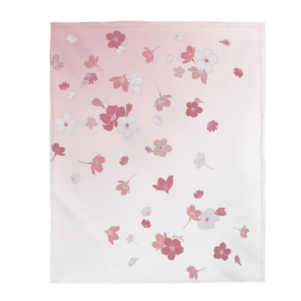 Incredibly Soft Velveteen Blanket- Falling Sakura Cherry Blossoms