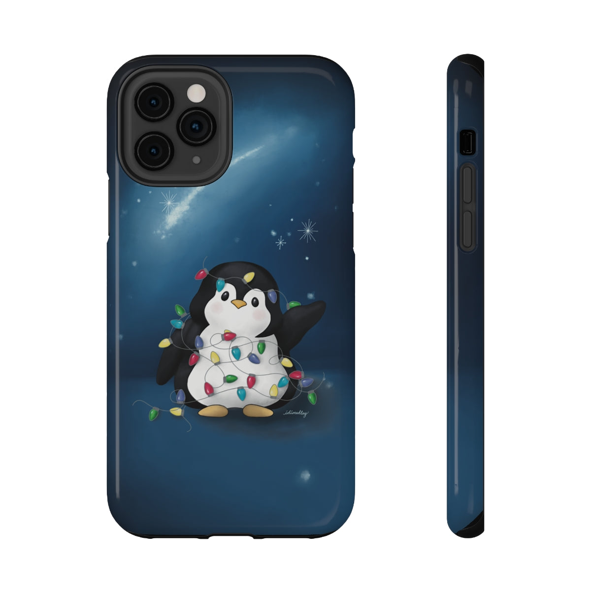 Penguin Christmas with Holiday Lights (Celestial Nightsky)