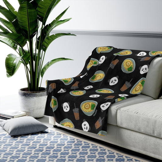 Incredibly Soft Velveteen Blanket- Midi the Ramen Panda