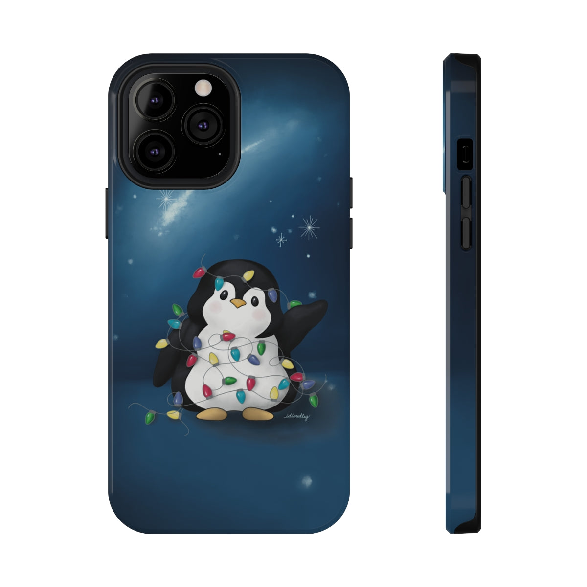 Penguin Christmas with Holiday Lights (Celestial Nightsky)