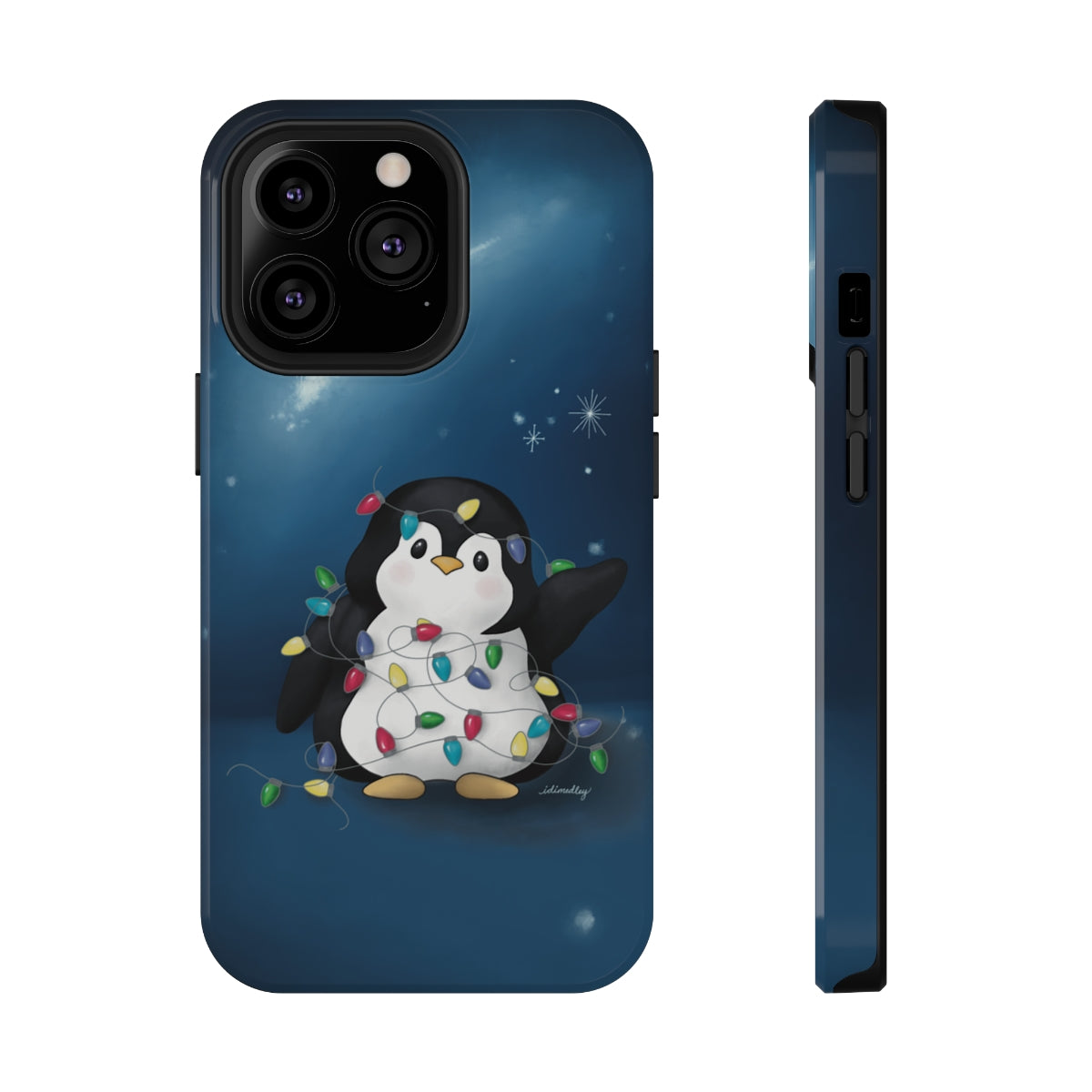 Penguin Christmas with Holiday Lights (Celestial Nightsky)