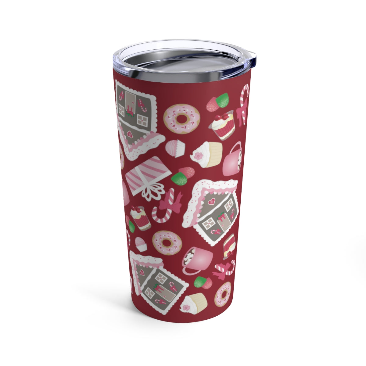 Tumbler 20oz- Holiday Delights and Candied Gingerbread Houses (Christmas Red)