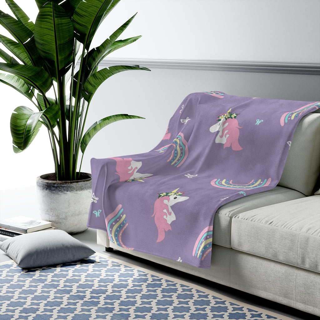 Incredibly Soft Velveteen Blanket- Unicorn Lane (Taro)