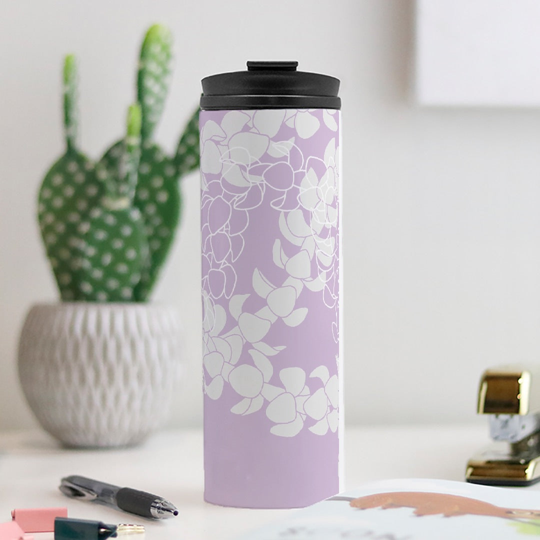 Thermal Tumbler 16 oz- Puakenikeni Curvilinear Lei (Pinky Periwinkle)